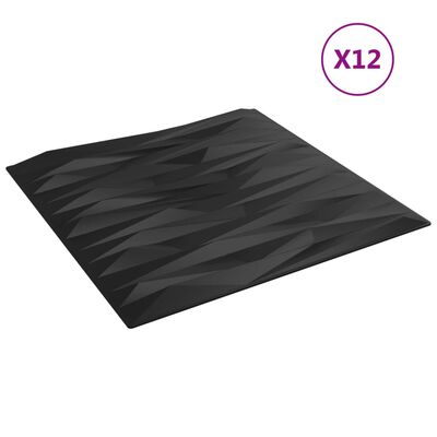 vidaXL Стенни панели 12 бр черни 50x50 см XPS 3 м² камък