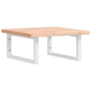 vidaXL Стенен рафт за мивка, стомана и масивно дърво бук