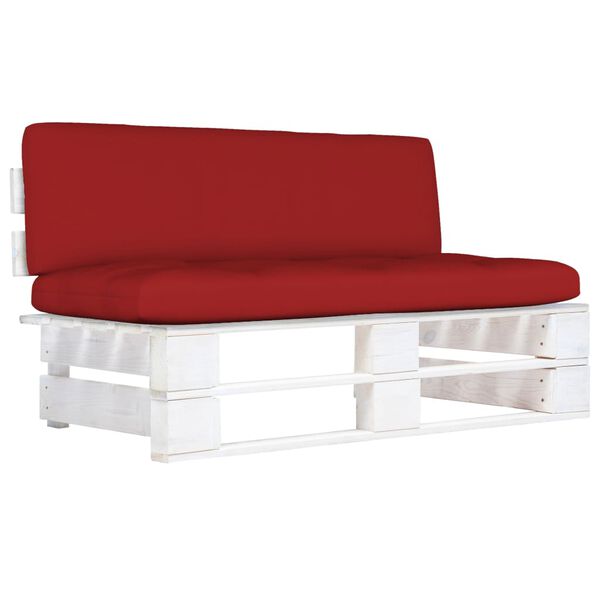 vidaXL Градинска палетен среден диван бял импрегнирано борово дърво