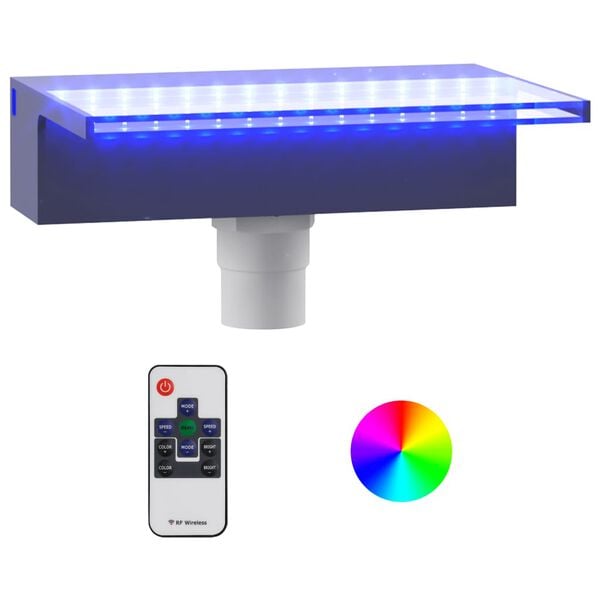 vidaXL Преливник за водопад с RGB LED, акрил, 30 см