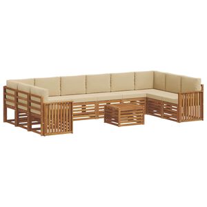 vidaXL Комплект дивани за открито 11 pcs Натурален и Бежов