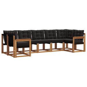 vidaXL Комплект дивани за открито 7 pcs Естествено и черно