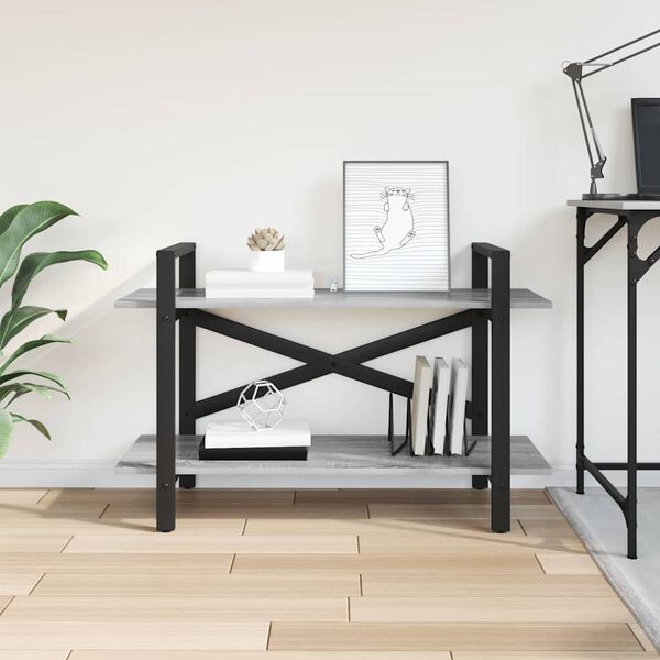 vidaXL Рафт за книги Сив Сонома 100 x 33,5 x 64 см Инженерно дърво