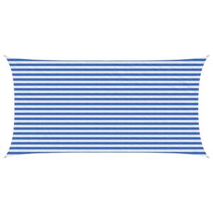 vidaXL Слънцезащитен плат Синьо и бяло 2,5 x 6 м HDPE