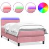vidaXL Боксспринг легло с матрак и LED, розово, 80x210 см, кадифе