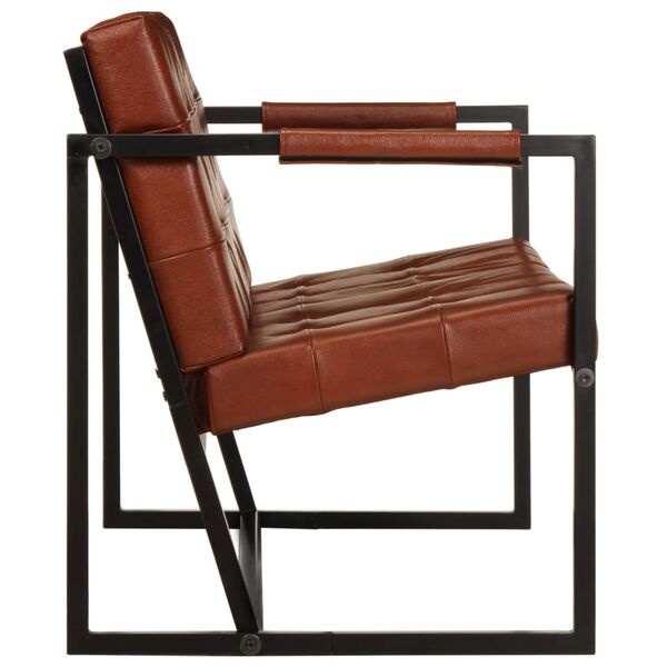 vidaXL 2-местно канапе, кафяво, естествена козя кожа