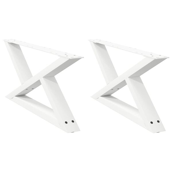 vidaXL Крака за масичка за кафе, 2 бр., бели, 70 x (30-31,3) см, стомана