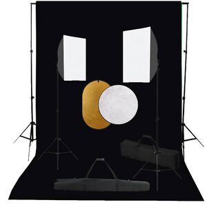 vidaXL Фотографски комплект за студио със софтбокс, фон и рефлектор