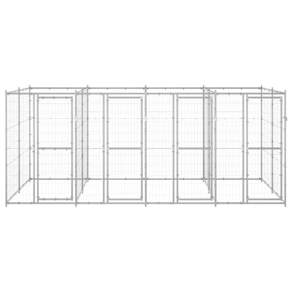 vidaXL Външна клетка за куче, поцинкована стомана, 9,68 м²