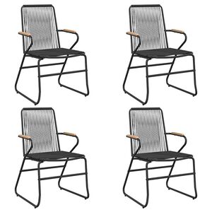 vidaXL Градински столове, 4 бр, черни, 58x59x85,5 см, PVC ратан