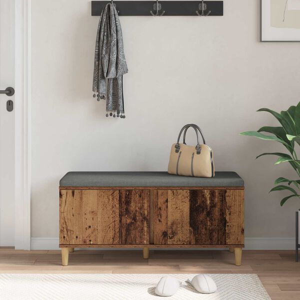 vidaXL Пейка за коридор с възглавница Старо дърво 100 x 38 x 46 см