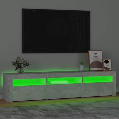 vidaXL ТВ шкаф с LED осветление, бетонно сив, 180x35x40 см