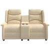 vidaXL 2-местен реклайнер с поставки за чаши, кремав, текстил