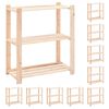 vidaXL 3-етажни стелажи, 10 бр, 80x38x90 см, бор масив, 150 кг
