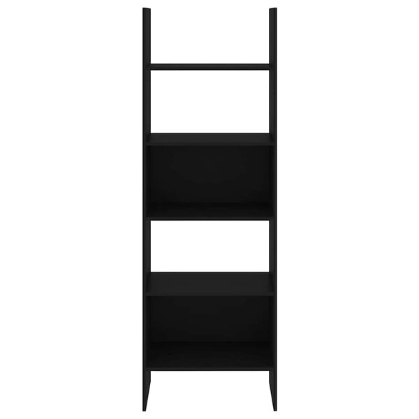 vidaXL Библиотека, черна, 60x35x180 см, инженерно дърво