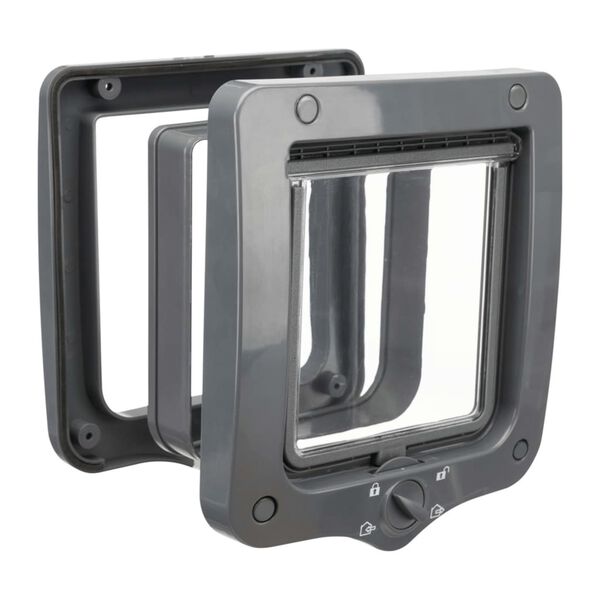 TRIXIE Котешка врата, 4-посочна, с 2 тунела, сива