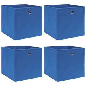 vidaXL Кутии за съхранение 4 бр сини 32x32x32 см плат