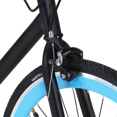 vidaXL Велосипед с фиксирана предавка, черно и синьо, 700c, 51 см