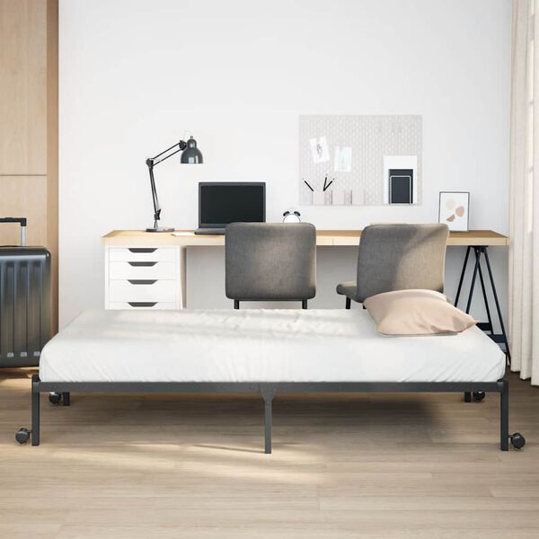 vidaXL Рамка за легло без матрак Сгъваема черна 100x190 cm Стомана