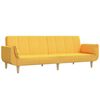 vidaXL 2-местен диван с табуретка и две възглавници, жълт, текстил