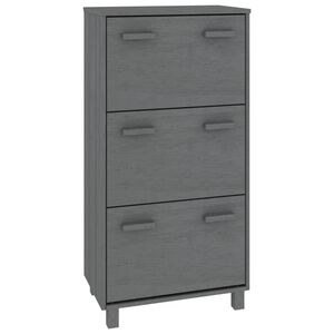 vidaXL Шкаф за обувки HAMAR, тъмносив, 59,5x35x117 см, бор масив