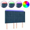 vidaXL LED горна табла за легло, тъмносиня, 147x16x118/128 см, кадифе