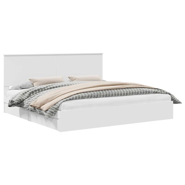 vidaXL Легло с място за съхранение Бяло 200 x 200 cm Инженерно дърво