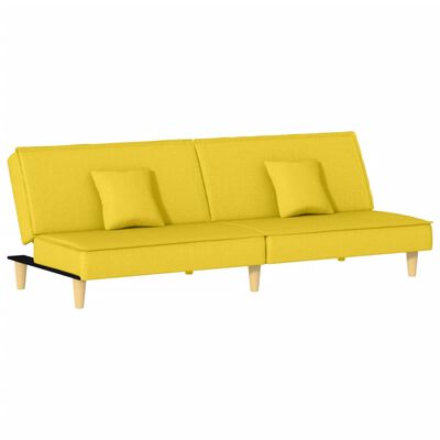 vidaXL Разтегателен диван, светложълт, плат