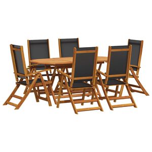 vidaXL Градински трапезен комплект от 7 части, акация масив