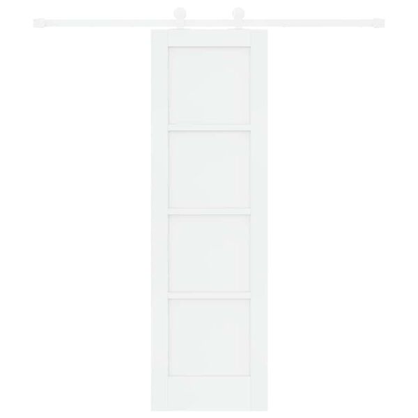 vidaXL Преплъзваща се врата Бяло 61 x 198,5 см Солидно борово дърво
