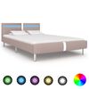 vidaXL Рамка за легло с LED, капучино, изкуствена кожа, 120x200 cм
