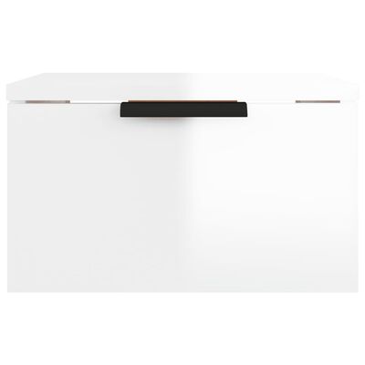 vidaXL Нощно шкафче за стенен монтаж, бял гланц, 34x30x20 см