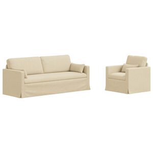 vidaXL Комплект дивани 2 pcs Крем 198 x 78 x 80 см текстил