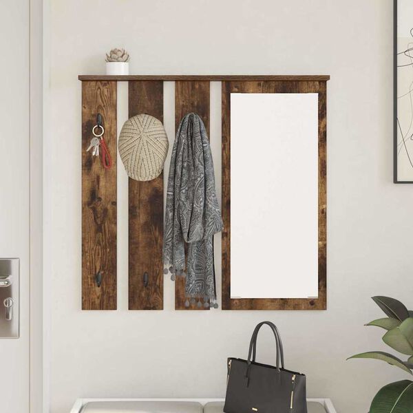 vidaXL Стенен закачалка за палта с рафт Опушен дъб 84 x 10 x 80 см