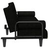 vidaXL Разтегателен диван с подлакътници, черен, плат