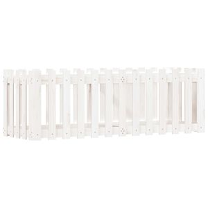 vidaXL Градинска леха с дизайн на ограда бяла 150x50x50 см бор масив