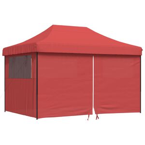 vidaXL Сгъваема парти шатра pop-up с 4 странични стени бордо