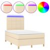 vidaXL Боксспринг легло с матрак и LED, кремаво, 120x200 см, плат