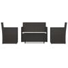 vidaXL Лаундж комплект за двор с възглавници 4 части полиратан черен