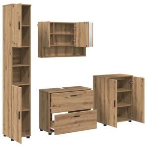 vidaXL Комплект мебели за баня 4 бр. Дъб 35 x 30 x 192 см