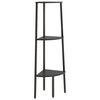 vidaXL Ъглова етажерка с 3 рафта черна 45,5x31,5x120 см