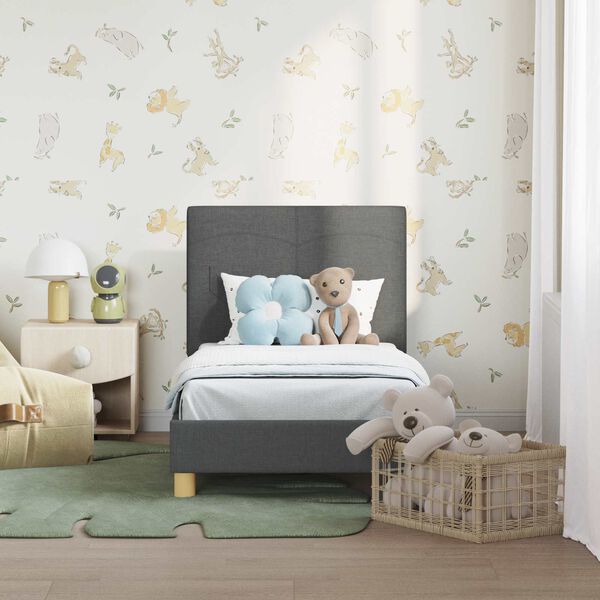 vidaXL Легло за малко с главна дъска Тъмен сив 70 x 140 cm текстил