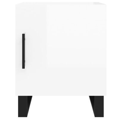 vidaXL Нощно шкафче, бял гланц, 40x40x50 см, инженерно дърво