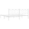 vidaXL Метална рамка за легло с горна табла, бяла, 200x200 см