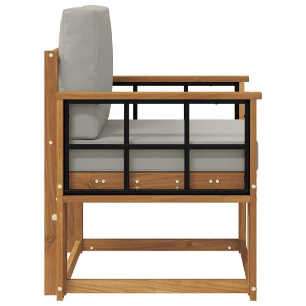 vidaXL Външен диван Солидно акациево дърво и полиестер