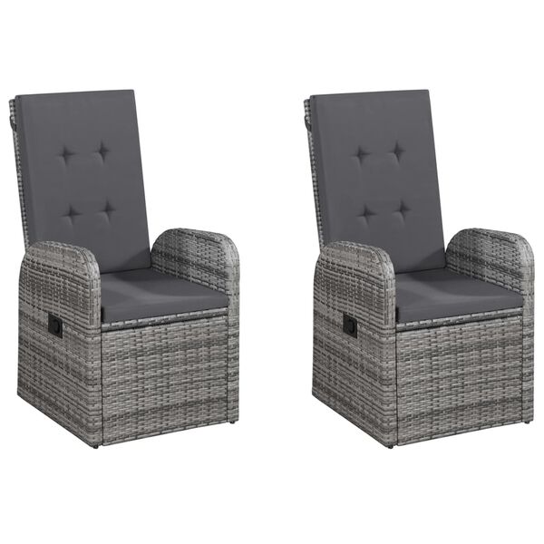 vidaXL Градински трапезен комплект с възглавници 5 части полиратан сив