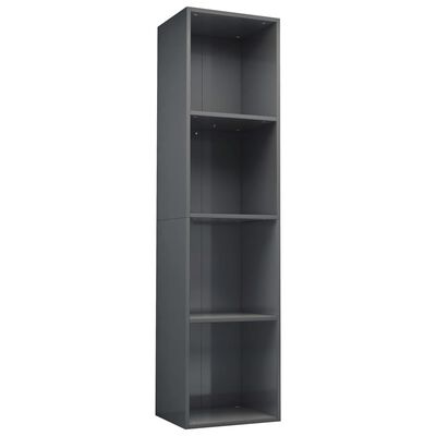 vidaXL Библиотека/ТВ шкаф, сив гланц, 36x30x143 см, ПДЧ