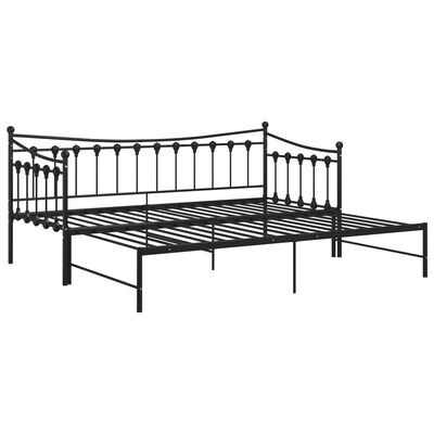 vidaXL Рамка за легло, разтегателен диван, черна, метал, 90x200 см