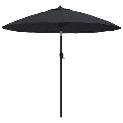 vidaXL Градински чадър с алуминиев прът, 270 см, черен