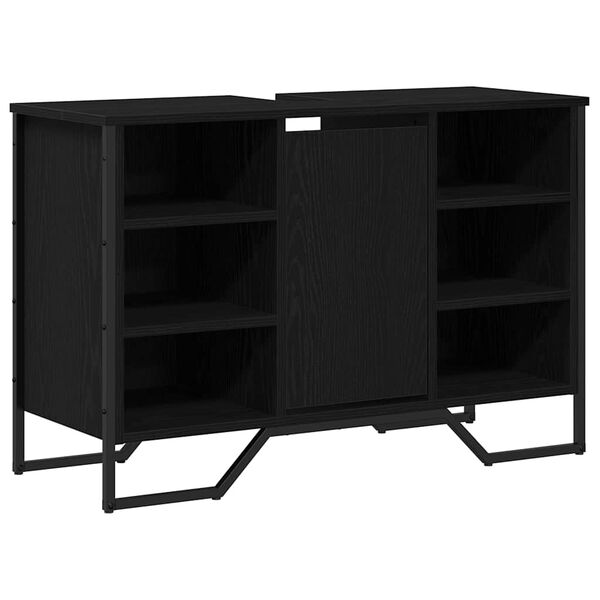 vidaXL Шкаф за мивка в баня Черния дъб 91 x 35 x 60 см Инженерно дърво